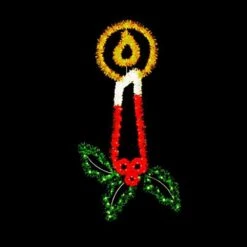 11' Candle With Holly, LED