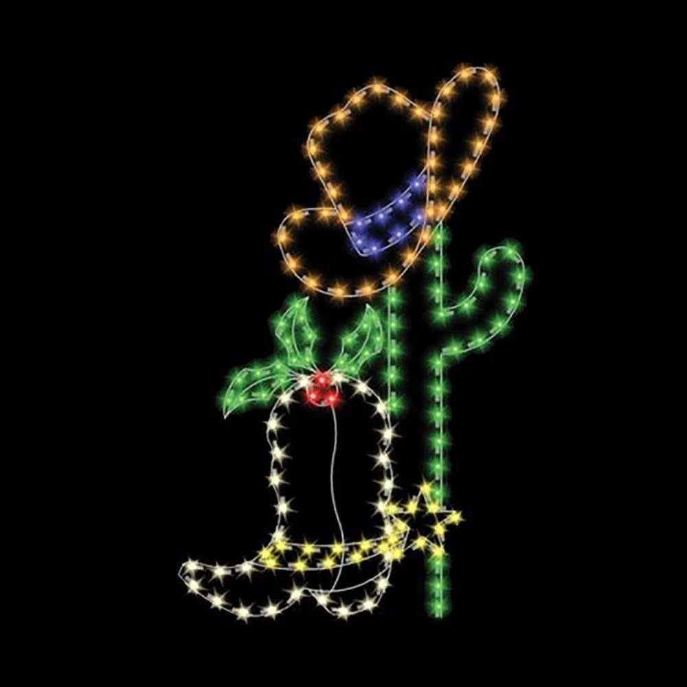 7' Cactus With Cowboy Hat & Boot, LED 1 7' Cactus With Cowboy Hat & Boot, LED