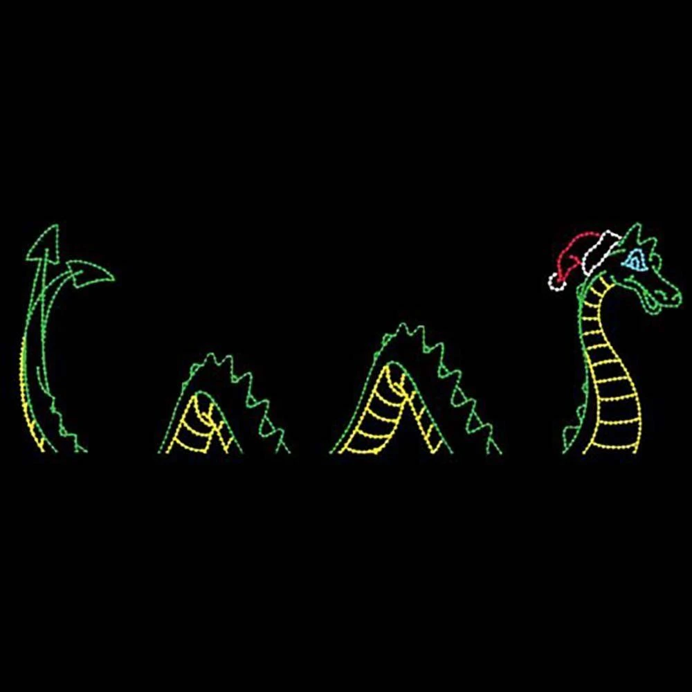 13' X 30' Sea Serpent With Santa Hat, LED 1 13' X 30' Sea Serpent With Santa Hat, LED