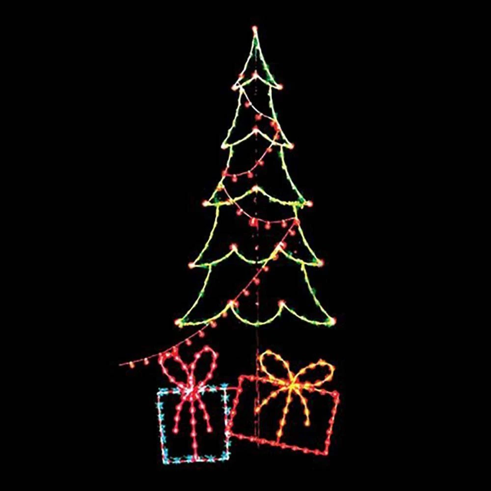 14' Carolina Pine W/Packages And Light String, LED 1 14' Carolina Pine W/Packages And Light String, LED