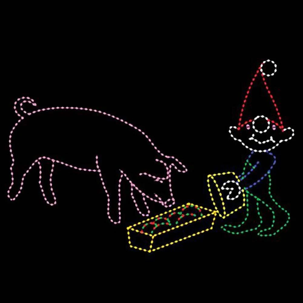 13' X 19' Elf Feeding Pig, LED 1 13' X 19' Elf Feeding Pig, LED
