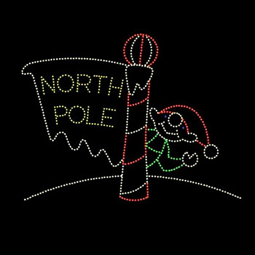 20' X 26' Animated North Pole And Waving Elf, LED 1 20' X 26' Animated North Pole And Waving Elf, LED