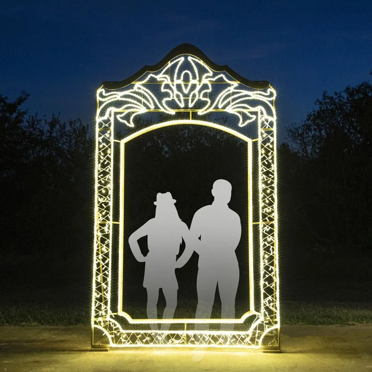 9.10' 2D Floral Christmas Frame - Photo Op Display 2 9.10' 2D Floral Christmas Frame - Photo Op Display - Image 2