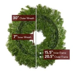30" Unlit Deluxe Oregon Fir Wreath - Bow Option Available -The King Of Christmas 30 dof back diagram 1