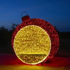 8.10' 3D Christmas Ornament - Warm White And Red - Photo Op Display