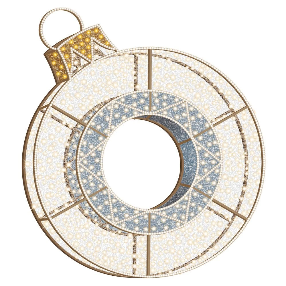 10' 3D LED Ornament Icon - W/Silver Garland And Warm White Lights 2 10' 3D LED Ornament Icon - W/Silver Garland And Warm White Lights - Image 2