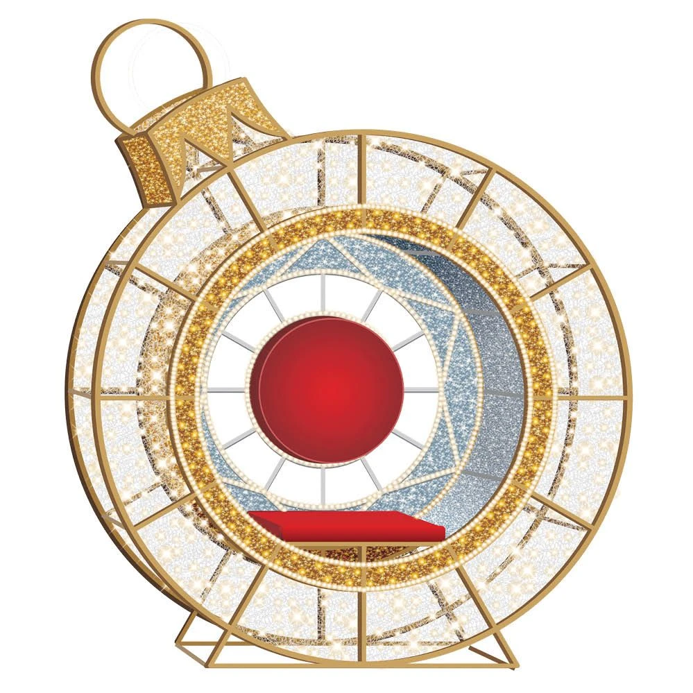 8' LED Ornament Icon - Photo Op Feature Piece With Deluxe Red Seat 2 8' LED Ornament Icon - Photo Op Feature Piece With Deluxe Red Seat - Image 2
