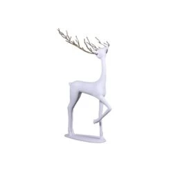 5' Standing Deer - Head Looking Up - Matte White