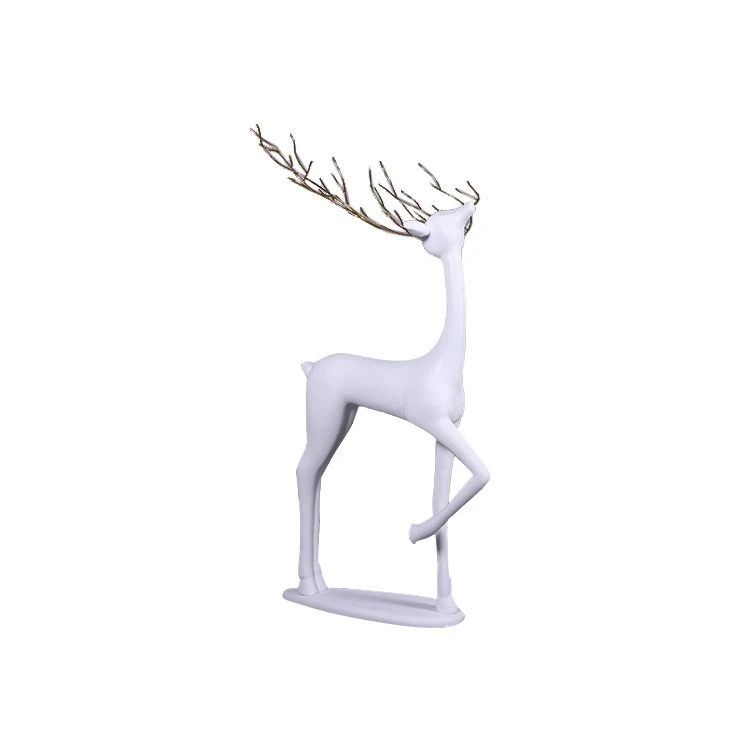 5' Standing Deer - Head Looking Up - Matte White 1 5' Standing Deer - Head Looking Up - Matte White