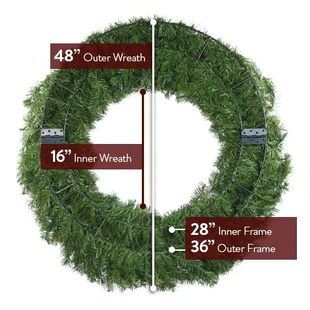48" Lit Red Deluxe Oregon Fir Wreath - Bow Option Available 4 48" Lit Red Deluxe Oregon Fir Wreath - Bow Option Available - Image 4