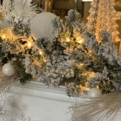 King Of Christmas 9' X 12" King Flock® Garland With LED Lights (Battery Operated) -The King Of Christmas 48d1558c53c55869466c3c2f4bc12cef