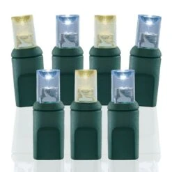 Wide Angle Conical - 4" Spacing, 70 Bulb, Grn Cord, UL Coaxial RY Plug - Full Wave - Warm White And Pure White