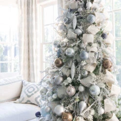 King Of Christmas Netted Stretch Ribbon (10 Yards) -The King Of Christmas BlueGrayTree 1 2