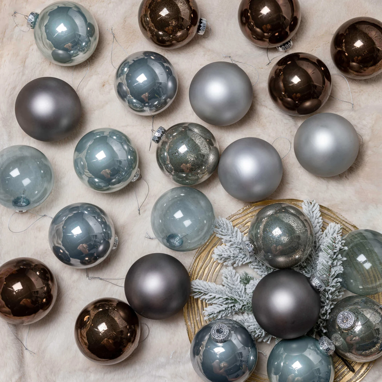 King Of Christmas Blue And Gray Essential Glass Ornaments (24 Pack) 1 King Of Christmas Blue And Gray Essential Glass Ornaments (24 Pack)