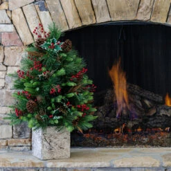 King Of Christmas 3' Redwood Tabletop Tree With 70 Warm White LED Lights