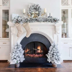 King Of Christmas Marquis Flock Collection 4-Piece Set With Warm White LED Lights (Battery Operated)