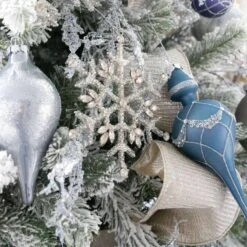 King Of Christmas Winter Wonderland 15-Piece Glass Ornament Set (Blue And Gray) -The King Of Christmas WinterWonderland15Pack