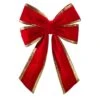 24" Red Velvet With Gold Trim Christmas Bow