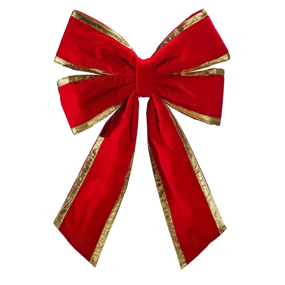 24" Red Velvet With Gold Trim Christmas Bow 1 24" Red Velvet With Gold Trim Christmas Bow