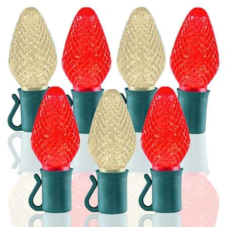 26 Light Warm White & Red C7 LED Christmas Lights - 8" Spacing 1 26 Light Warm White & Red C7 LED Christmas Lights - 8" Spacing