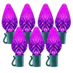 26 Light Purple C9 LED Christmas Lights - 8" Spacing