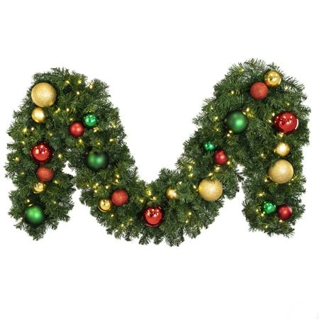 Decorated 9' X 14" Garland Lit, Colors Of The Holiday 1 Decorated 9' X 14" Garland Lit, Colors Of The Holiday