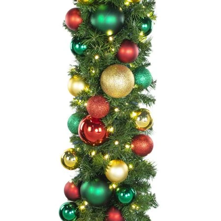Decorated - 9' X 14" Decorated Garland - LED - DELUXE Colors Of The Holiday 2 Decorated - 9' X 14" Decorated Garland - LED - DELUXE Colors Of The Holiday - Image 2