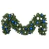 Decorated 9' X 18" Garland Lit, Blue And Silver