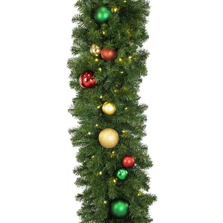 Decorated 9' X 18" Garland Lit, Colors Of The Holiday 4 Decorated 9' X 18" Garland Lit, Colors Of The Holiday - Image 4