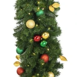 Decorated 9' X 18" Garland Lit, Traditional 7 Decorated 9' X 18" Garland Lit, Traditional -The King Of Christmas dg 918 led t c