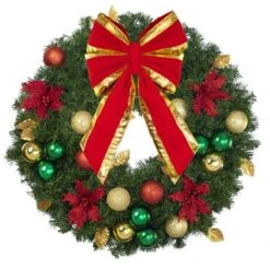 30" Unlit Decorated Wreath - Elegant Poinsettia - Bow Option Available 5 30" Unlit Decorated Wreath - Elegant Poinsettia - Bow Option Available -The King Of Christmas dw 30 ep b vb 8 rgt 1