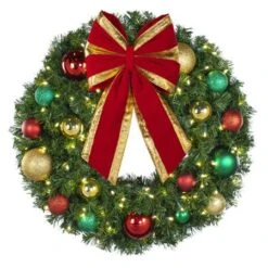 30" Lit LED Warm White Decorated Wreath - Colors Of The Holidays - Bow Option Available 5 30" Lit LED Warm White Decorated Wreath - Colors Of The Holidays - Bow Option Available -The King Of Christmas dw 30 led coth b vb 12 rgt1