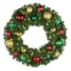 30" Lit LED Warm White Decorated Wreath - Colors Of The Holidays - Bow Option Available