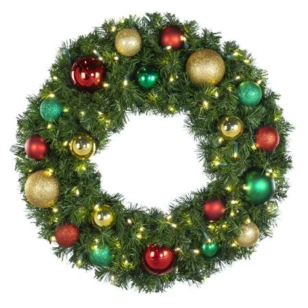 30" Lit LED Warm White Decorated Wreath - Colors Of The Holidays - Bow Option Available 1 30" Lit LED Warm White Decorated Wreath - Colors Of The Holidays - Bow Option Available