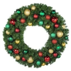 36" Unlit Decorated Wreath - DELUXE Colors Of The Holidays - Bow Option Available
