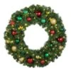 36" Lit LED Warm White Decorated Wreath - Colors Of The Holidays - Bow Option Available
