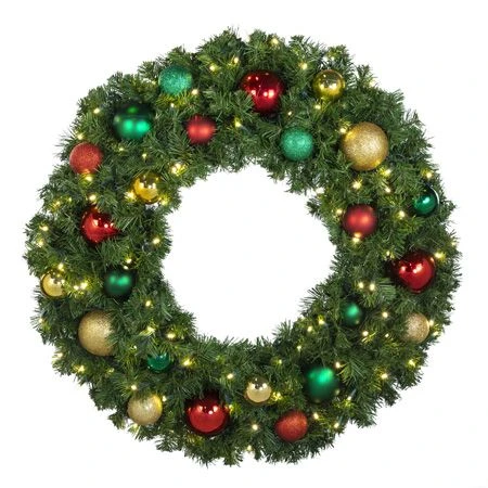 36" Lit LED Warm White Decorated Wreath - Colors Of The Holidays - Bow Option Available 1 36" Lit LED Warm White Decorated Wreath - Colors Of The Holidays - Bow Option Available