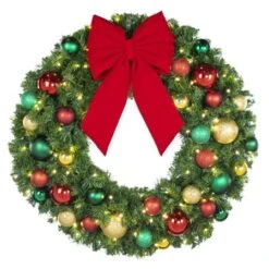 36" Lit LED Warm White Decorated Wreath - DELUXE Colors Of The Holidays - Bow Option Available 6 36" Lit LED Warm White Decorated Wreath - DELUXE Colors Of The Holidays - Bow Option Available -The King Of Christmas dw 36 led del coth b vb 12 r 1