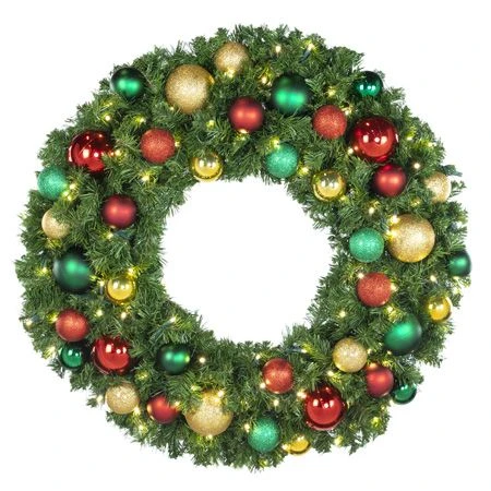 36" Lit LED Warm White Decorated Wreath - DELUXE Colors Of The Holidays - Bow Option Available 1 36" Lit LED Warm White Decorated Wreath - DELUXE Colors Of The Holidays - Bow Option Available