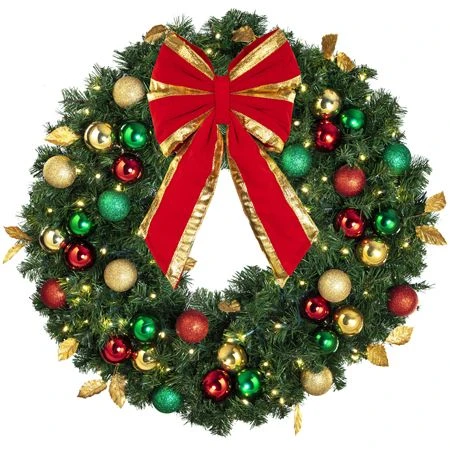 36" Lit LED Warm White Decorated Wreath - Traditional Décor - Bow Option Available 2 36" Lit LED Warm White Decorated Wreath - Traditional Décor - Bow Option Available - Image 2