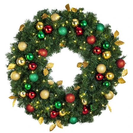 36" Lit LED Warm White Decorated Wreath - Traditional Décor - Bow Option Available 1 36" Lit LED Warm White Decorated Wreath - Traditional Décor - Bow Option Available