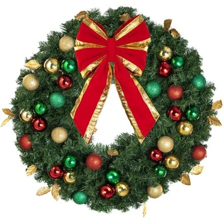 36" Unlit Decorated Wreath - Traditional Décor - Bow Option Available 2 36" Unlit Decorated Wreath - Traditional Décor - Bow Option Available - Image 2