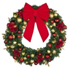 48" Unlit Decorated Wreath - DELUXE Royal Poinsettia - Bow Option Available 5 48" Unlit Decorated Wreath - DELUXE Royal Poinsettia - Bow Option Available -The King Of Christmas dw 48 del rgd ep b vb 18 r