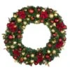48" Unlit Decorated Wreath - DELUXE Royal Poinsettia - Bow Option Available