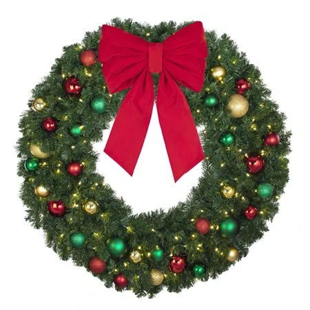 48" Lit LED Warm White Decorated Wreath - Colors Of The Holidays - Bow Option Available 4 48" Lit LED Warm White Decorated Wreath - Colors Of The Holidays - Bow Option Available - Image 4