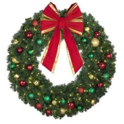 48" Lit LED Warm White Decorated Wreath - Colors Of The Holidays - Bow Option Available 6 48" Lit LED Warm White Decorated Wreath - Colors Of The Holidays - Bow Option Available -The King Of Christmas dw 48 led coth b vb 18 rgt