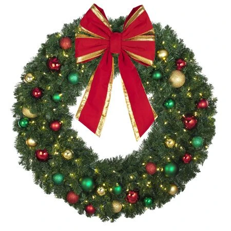 48" Lit LED Warm White Decorated Wreath - Colors Of The Holidays - Bow Option Available 3 48" Lit LED Warm White Decorated Wreath - Colors Of The Holidays - Bow Option Available - Image 3