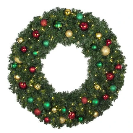 48" Lit LED Warm White Decorated Wreath - Colors Of The Holidays - Bow Option Available 1 48" Lit LED Warm White Decorated Wreath - Colors Of The Holidays - Bow Option Available