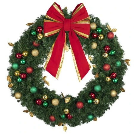 48" Unlit Decorated Wreath - Traditional Décor - Bow Option Available 3 48" Unlit Decorated Wreath - Traditional Décor - Bow Option Available - Image 3
