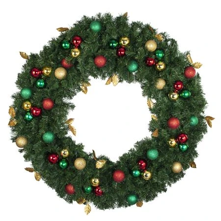 48" Unlit Decorated Wreath - Traditional Décor - Bow Option Available 1 48" Unlit Decorated Wreath - Traditional Décor - Bow Option Available